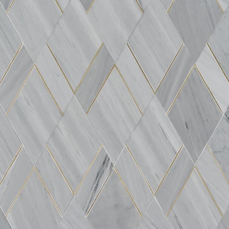 Mehko 11.81 in. x 14.96 in. Polished Marble and Brass Wall Tile
