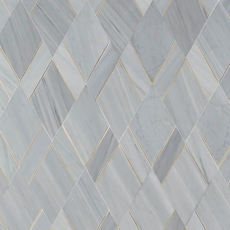 Mehko 11.81 in. x 14.96 in. Polished Marble and Brass Wall Tile