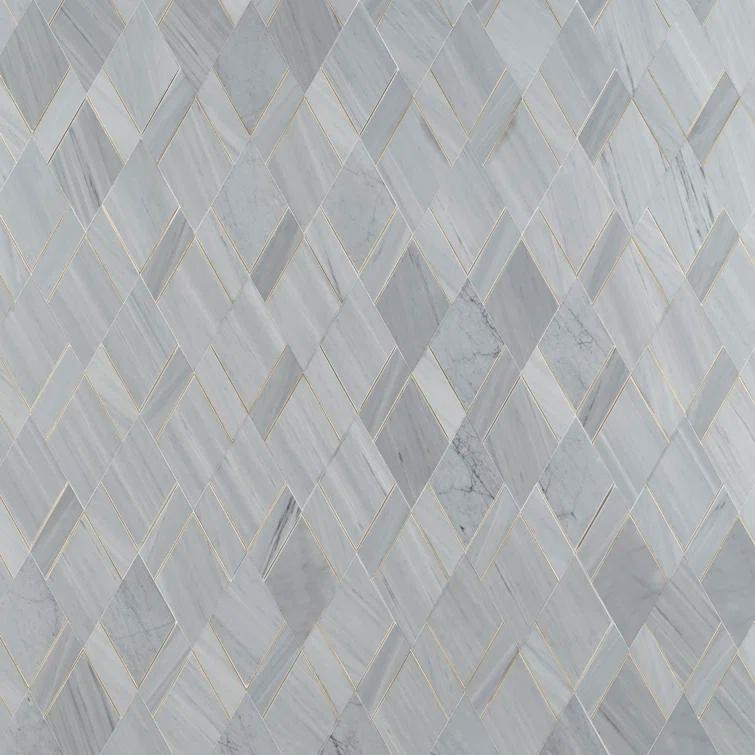 Mehko 11.81 in. x 14.96 in. Polished Marble and Brass Wall Tile