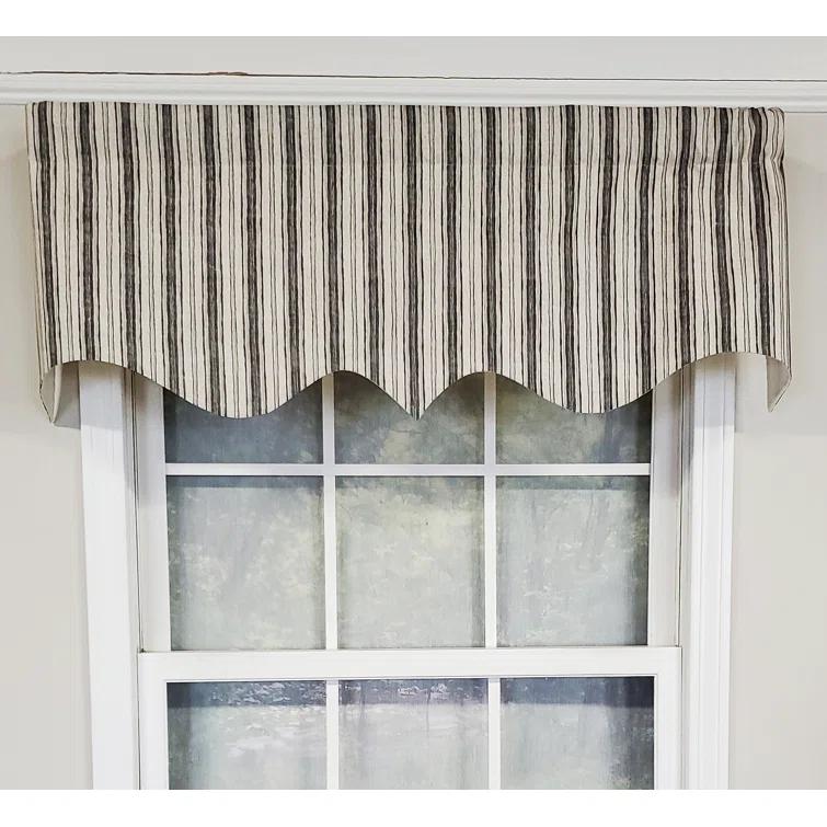 RLF Home Luxurious Modern Design Classic Brunswick Stripe Regal Style Window Valance 50" x 17" Gray