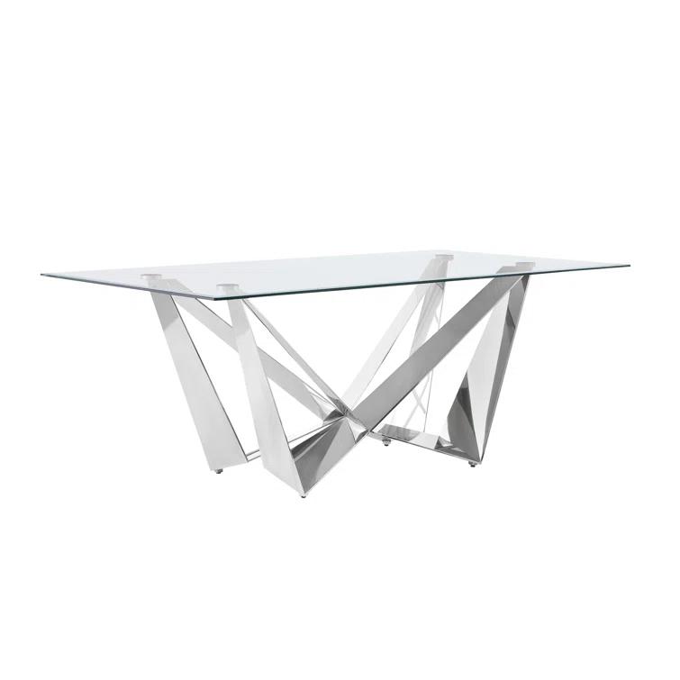 Keori Glass Top Double Pedestal Dining Set