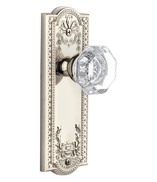 Polished Nickel Parthenon Plate with Crystal Door Knob