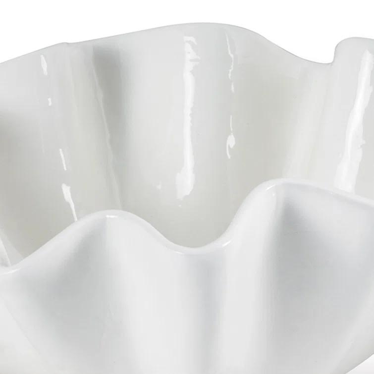 Ruffle Ceramic Bowl by Regina Andrew - White / Large
