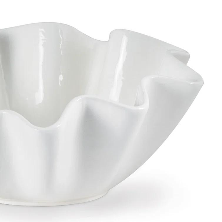 Ruffle Ceramic Bowl by Regina Andrew - White / Large
