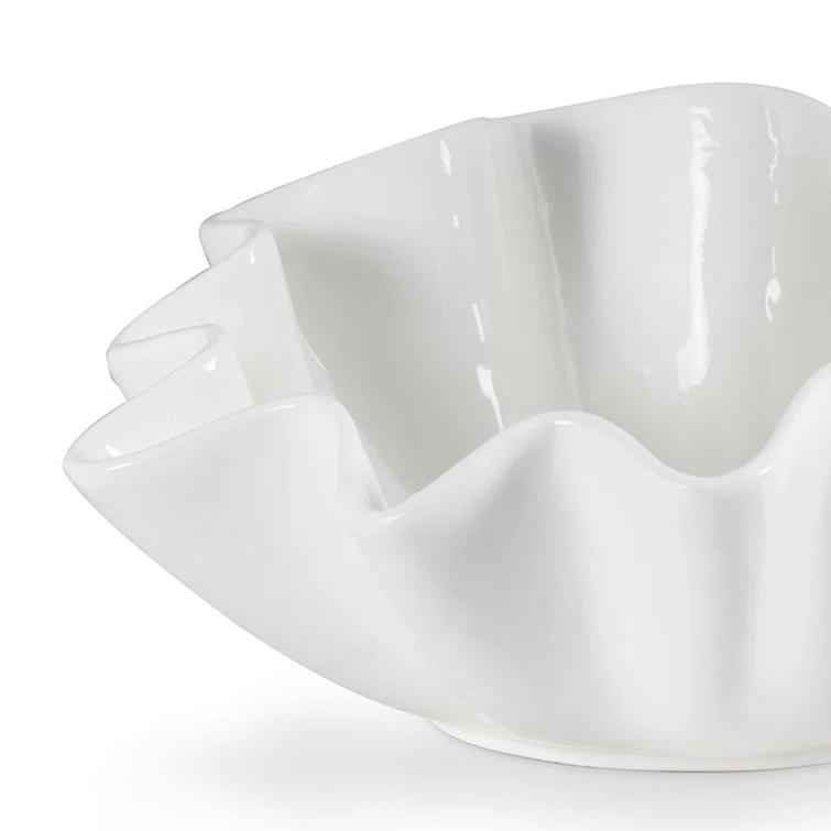 Ruffle Ceramic Bowl by Regina Andrew - White / Large
