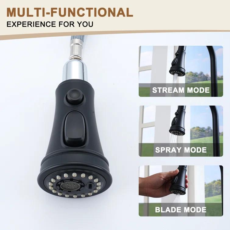 CASAINC Single-Handle Pull-Down Kitchen Faucet Single Hole Faucet 1.8 GPM