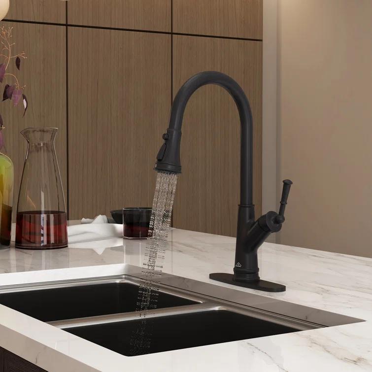 CASAINC Single-Handle Pull-Down Kitchen Faucet Single Hole Faucet 1.8 GPM