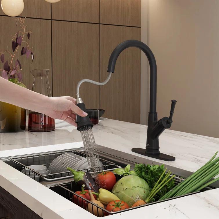 CASAINC Single-Handle Pull-Down Kitchen Faucet Single Hole Faucet 1.8 GPM