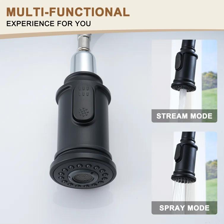 CASAINC 1.8 GPM Single-Handle Pull-Down Kitchen Faucet Single Hole Faucet