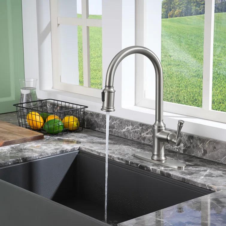 CASAINC 1.8 GPM Single-Handle Pull-Down Kitchen Faucet Single Hole Faucet