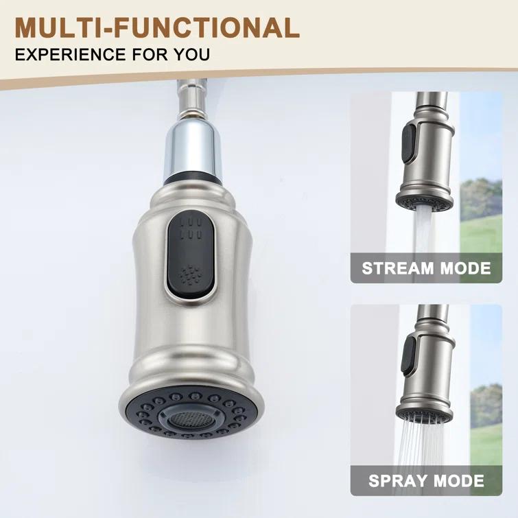 CASAINC 1.8 GPM Single-Handle Pull-Down Kitchen Faucet Single Hole Faucet