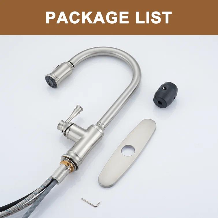 CASAINC 1.8 GPM Single-Handle Pull-Down Kitchen Faucet Single Hole Faucet