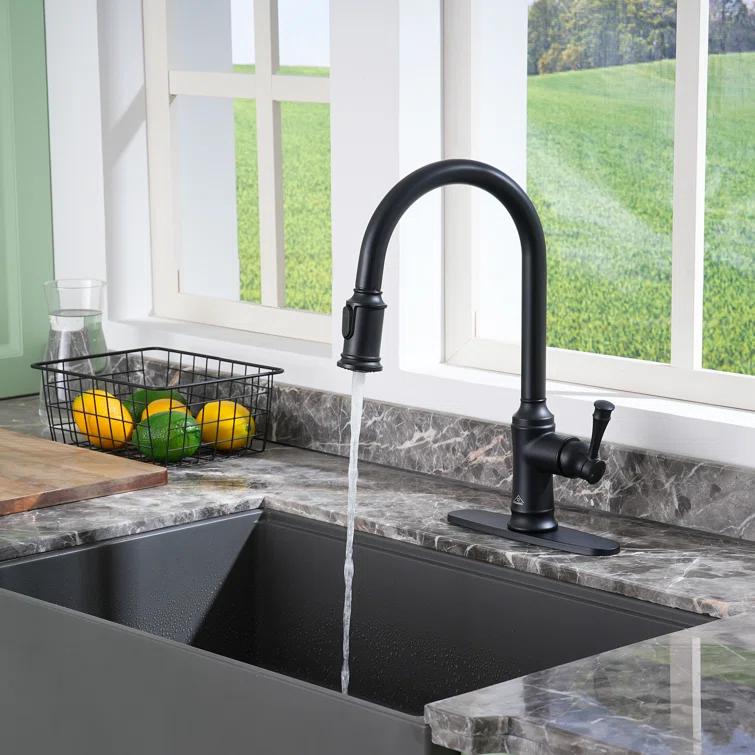 CASAINC 1.8 GPM Single-Handle Pull-Down Kitchen Faucet Single Hole Faucet