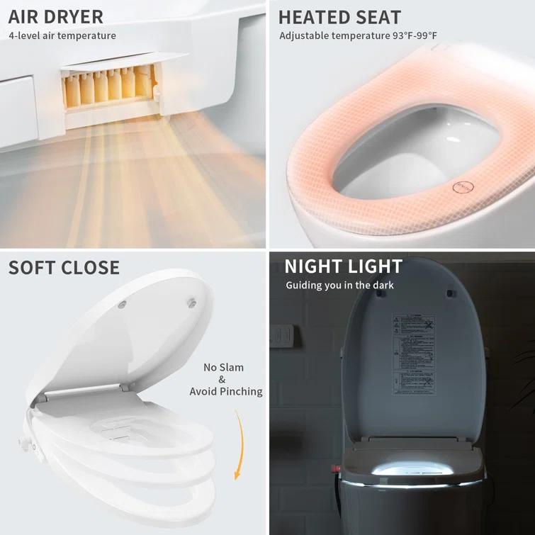 Casta Diva CD-Y020 Bidet Toilet Combo, Heated Seat, Warm Dryer, 1.0/1.6 GPF Power Dual Flush and MAP 1000g