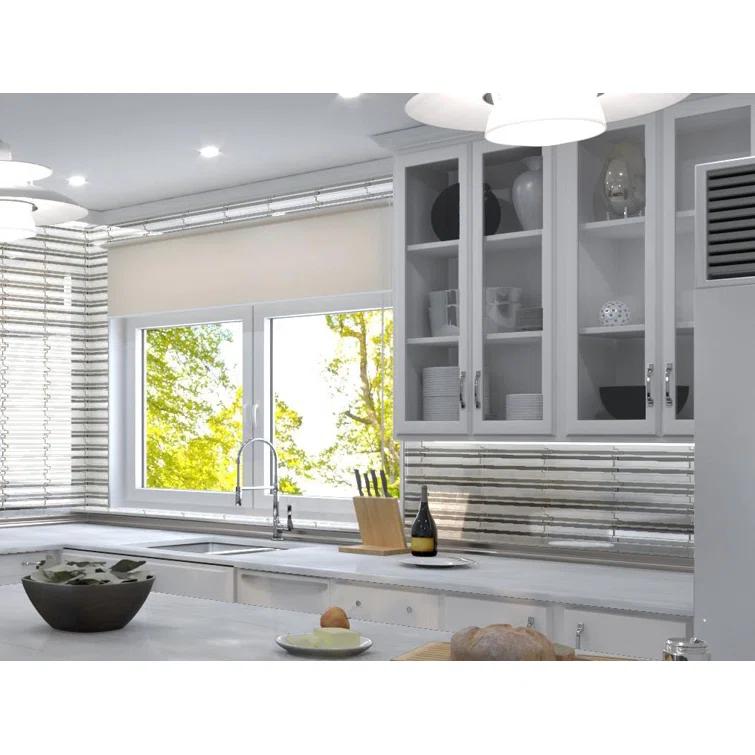 Klein- Bache Aluminum & Glass Random Brick Mosaic Kitchen Backsplash, Bathroom, Shower, Wall and Floor Tile