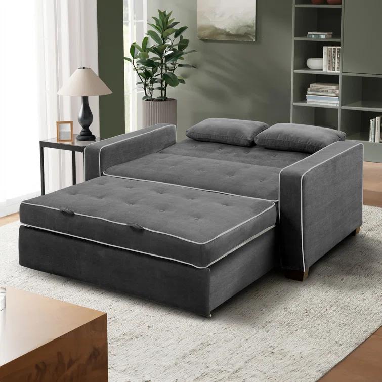 Serta Monroe 72.6" Queen Square Arm Tufted Back Convertible Sleeper Sofa with Cushions
