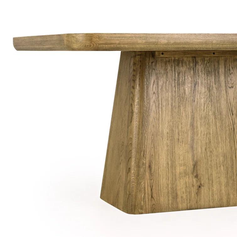 Light Brown Oak Wood Rectangular Dining Table