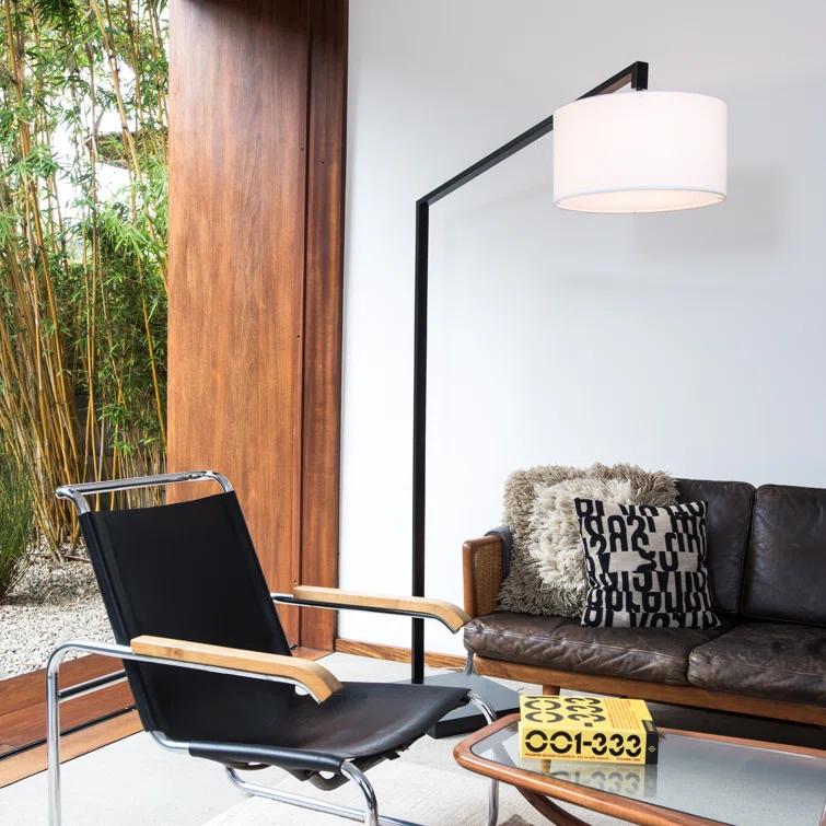 Stretch Chairside Arc Floor Lamp - Matte Black 75" Height