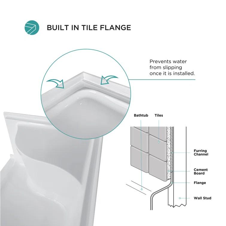 60" W x 32" D Single Threshold Shower Base with Seat