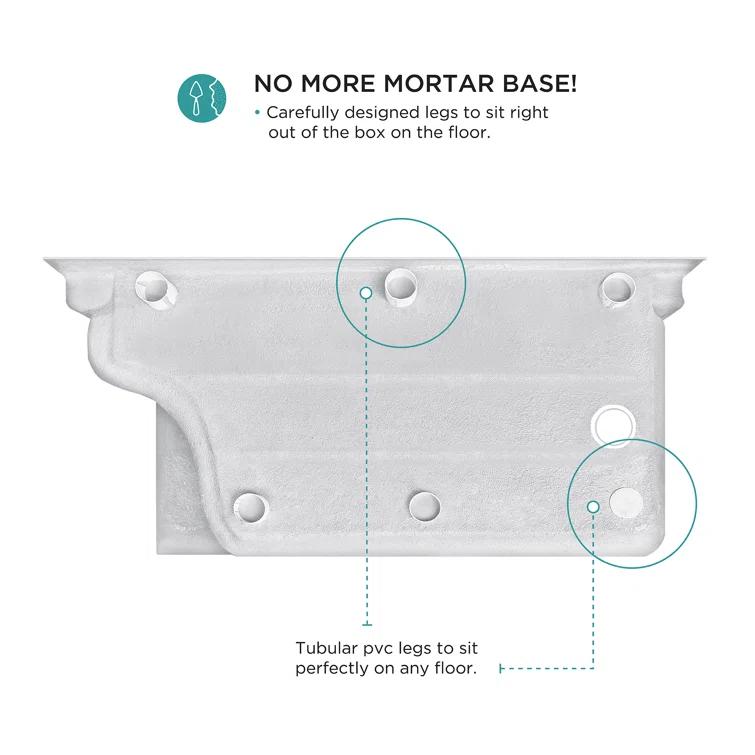 60" W x 32" D Single Threshold Shower Base with Seat