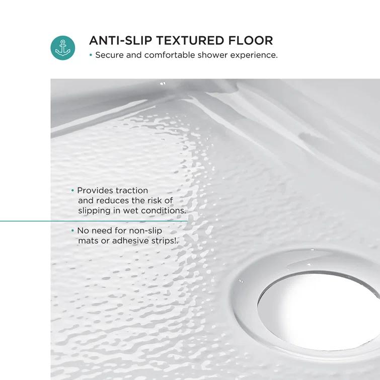 60" W x 32" D Single Threshold Shower Base with Seat