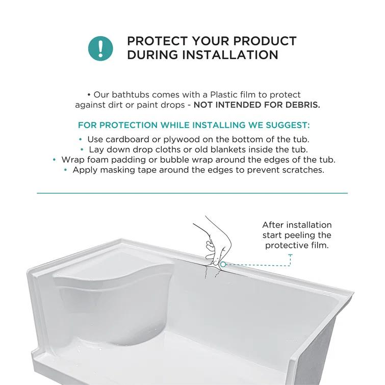 60" W x 32" D Single Threshold Shower Base with Seat