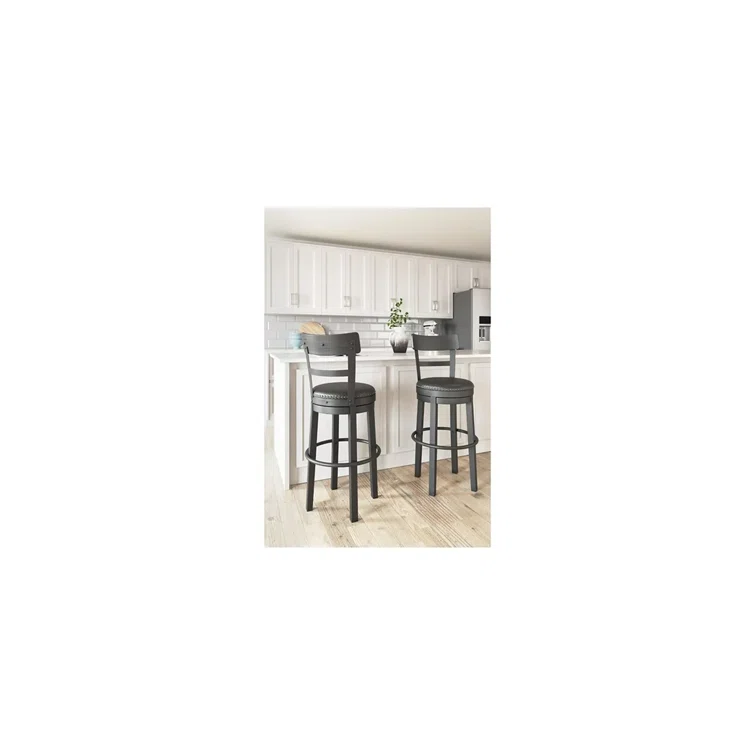August Grove® Daiah Swivel Upholstered Counter Stool with Solid Wood Frame