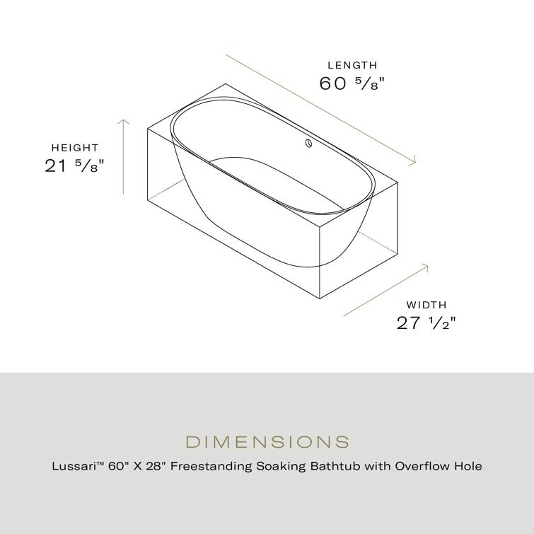 Lussari 60" x 28" Freestanding Soaking Bathtub