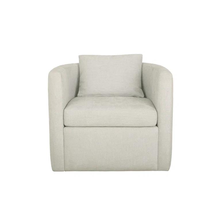 Gray Performance Fabric Modern Swivel Barrel Chair