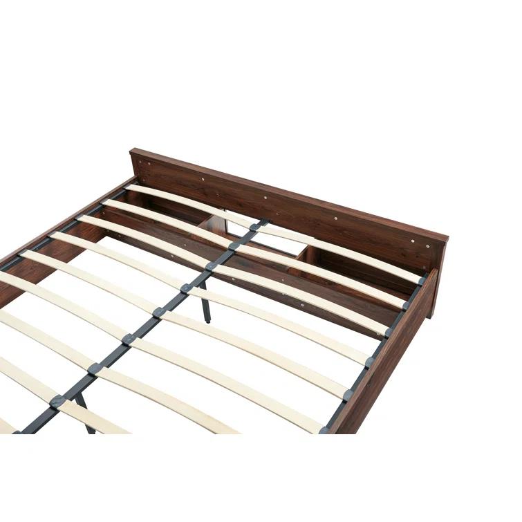 Argana Farmhouse Wood Bed Frame with Headboard and Sliding Barn Door Storage Cabinets