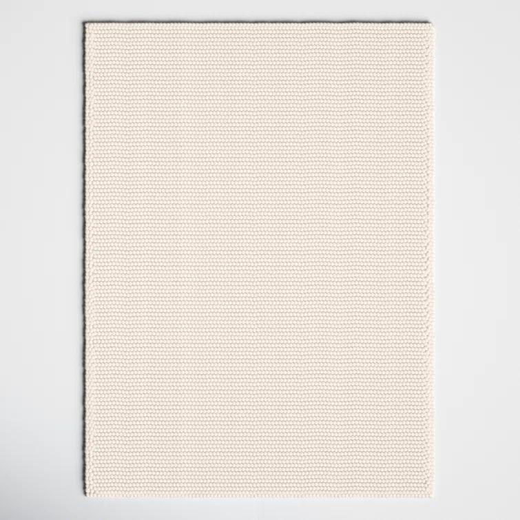 Ivory Hand-Tufted Wool Rectangular Area Rug 6' x 8'