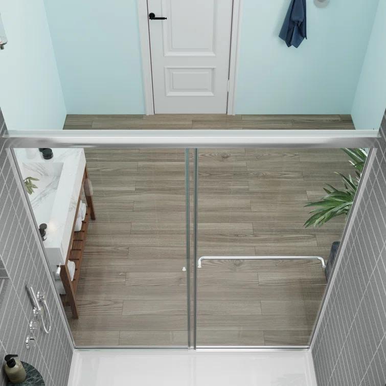 56" -60" W x 70" H Double Sliding Frameless Shower Door with Clear Glass