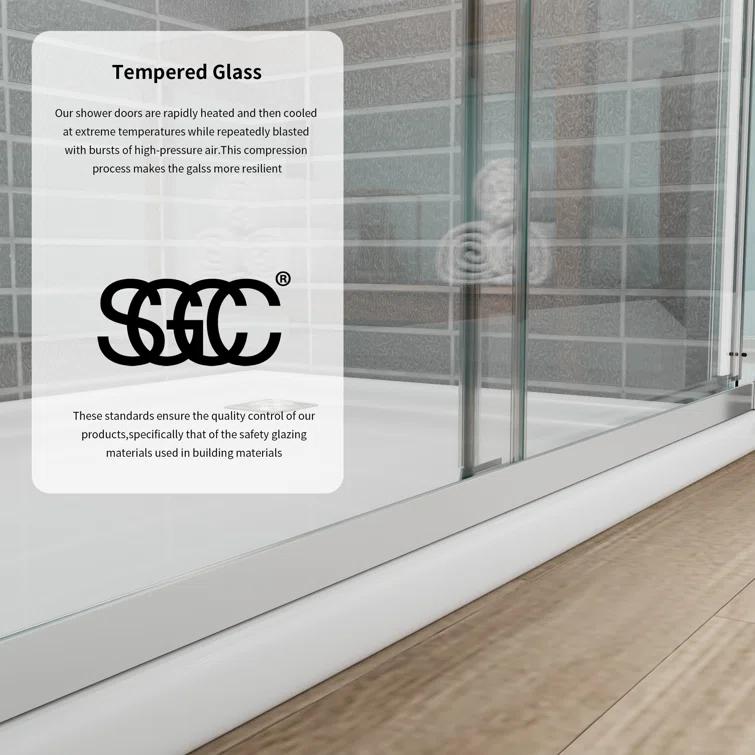 56" -60" W x 70" H Double Sliding Frameless Shower Door with Clear Glass
