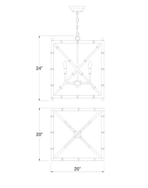 Port 68 Baldwin 4 - Light Square / Rectangle Chandelier