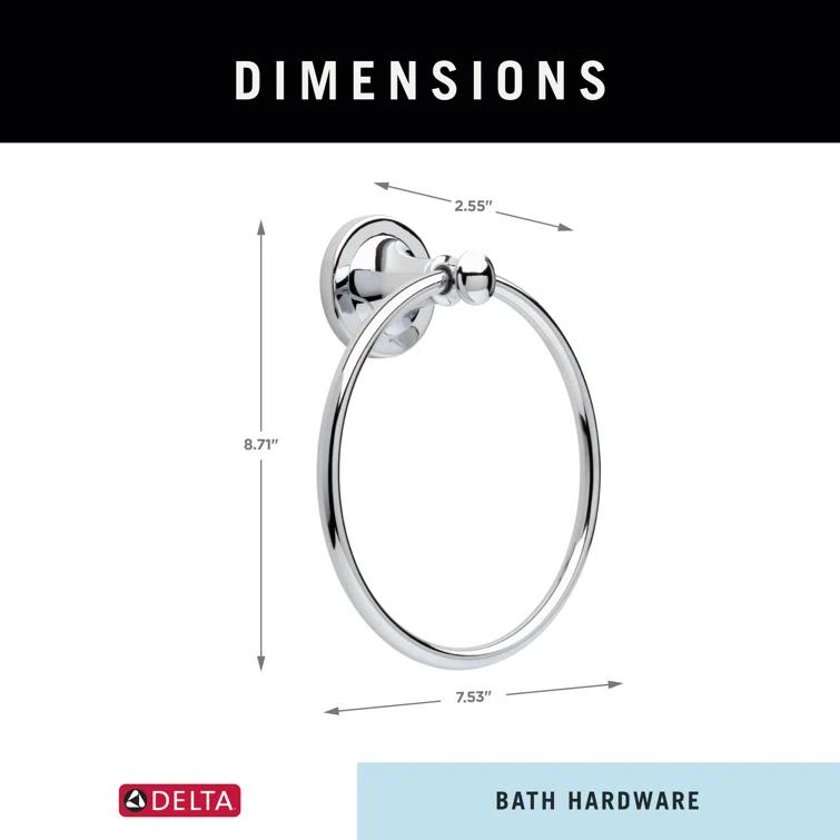 Delta Silverton Wall Mount Round Closed Towel Ring Bath Hardware Accessory in Polished Chrome 132889