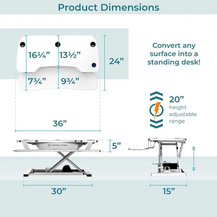 VERSADESK VersaDesk PowerPro Electric Height Adjustable Desk Converter w/ USB Charging Port
