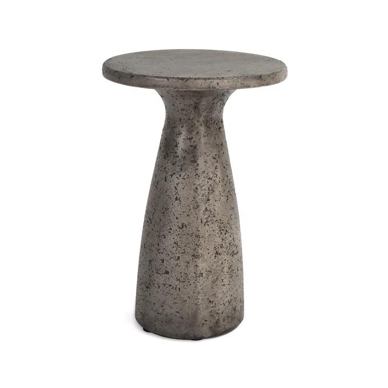 Gray Concrete Round Outdoor Accent Table
