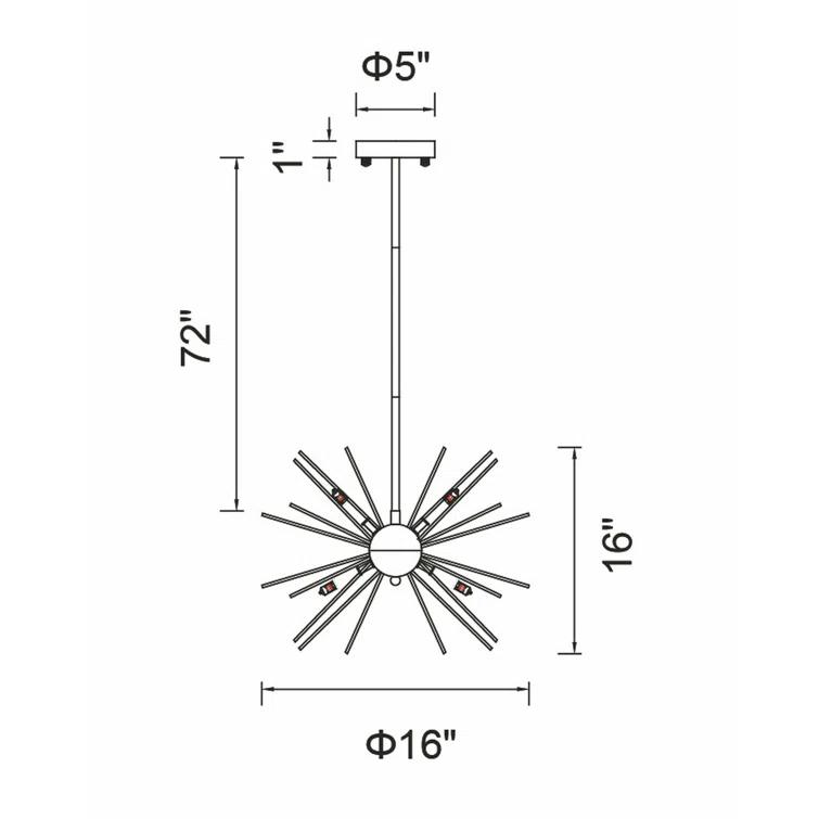 6 - Light Dimmable Sputnik Modern Linear Chandelier