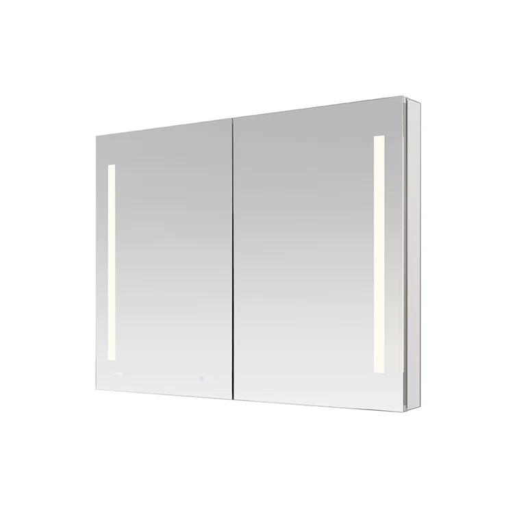 AQUADOM Signature Royale LED Medicine Cabinet with Defogger, Electrical Outlets, Digital Clock, Dimmer, Adjustable LED 3X Magnifying Mirror