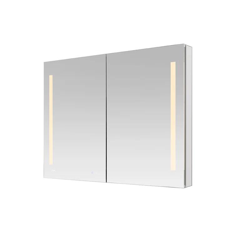 AQUADOM Signature Royale LED Medicine Cabinet with Defogger, Electrical Outlets, Digital Clock, Dimmer, Adjustable LED 3X Magnifying Mirror