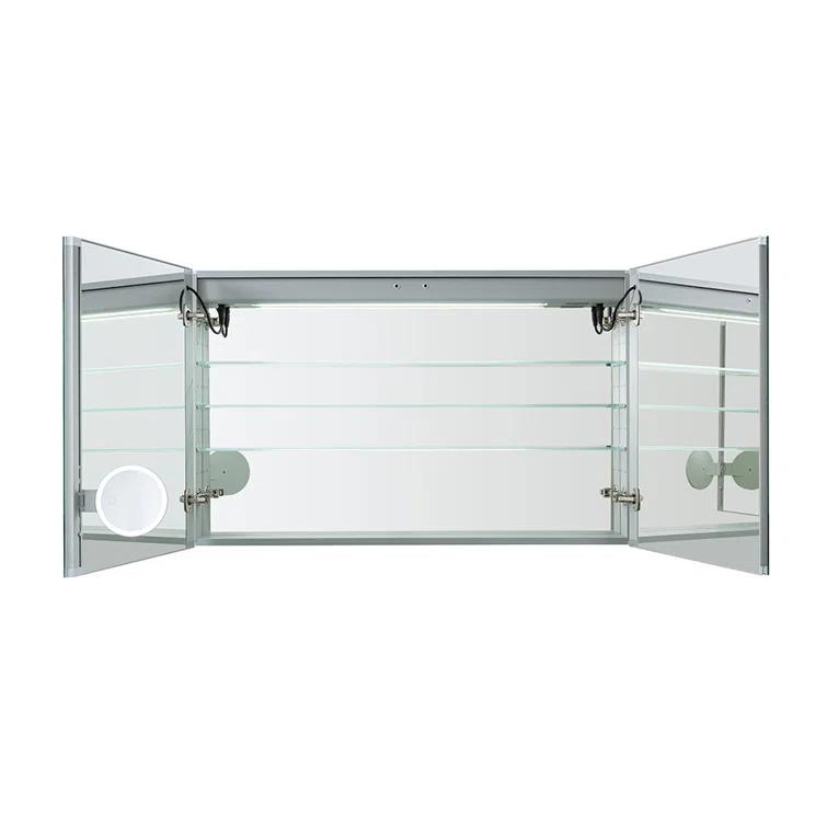 AQUADOM Signature Royale LED Medicine Cabinet with Defogger, Electrical Outlets, Digital Clock, Dimmer, Adjustable LED 3X Magnifying Mirror