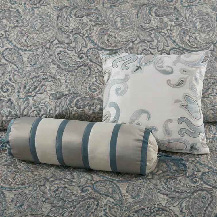 Madison Park Aubrey 5 Piece Jacquard Bedspread Set with Throw Pillows