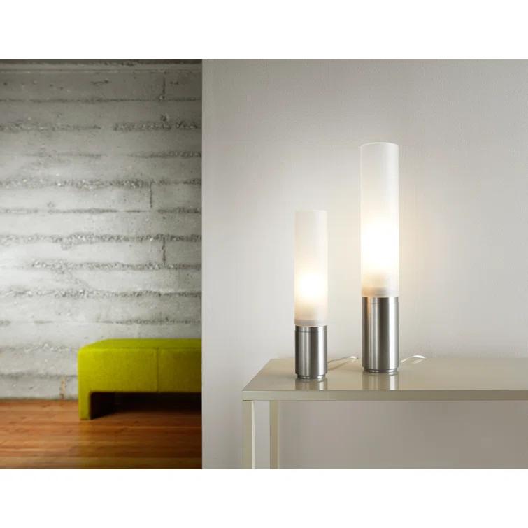 Elise 18" Silver Machined Aluminum Table Lamp with Frosted Acrylic