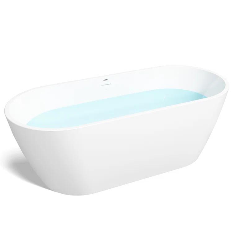 Bali Freestanding Soaking Acrylic Bathtub with Brushed Nickel Drain