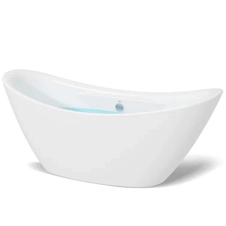 FerdY Boracay 67" Acrylic Freestanding Bathtub With Chrome Drain