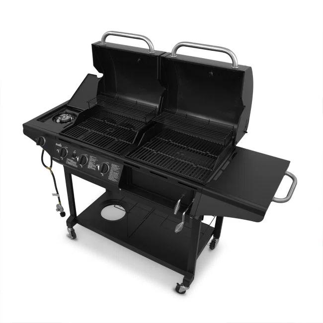 Charbroil 3-Burner Combo Gas & Charcoal Grill with Side Burner