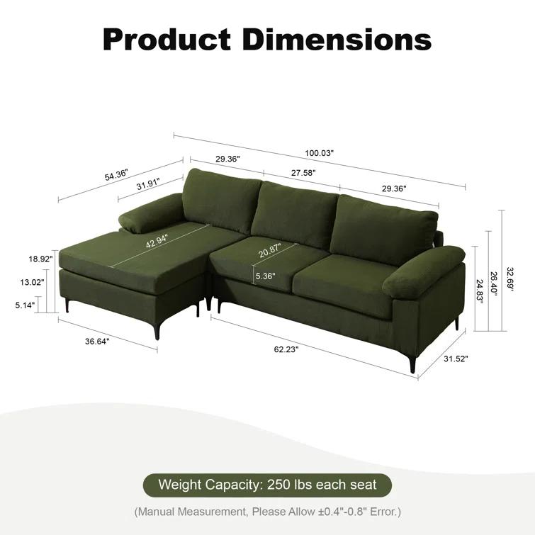 Wade Logan® Avrianna 2 - Piece Upholstered Sectional