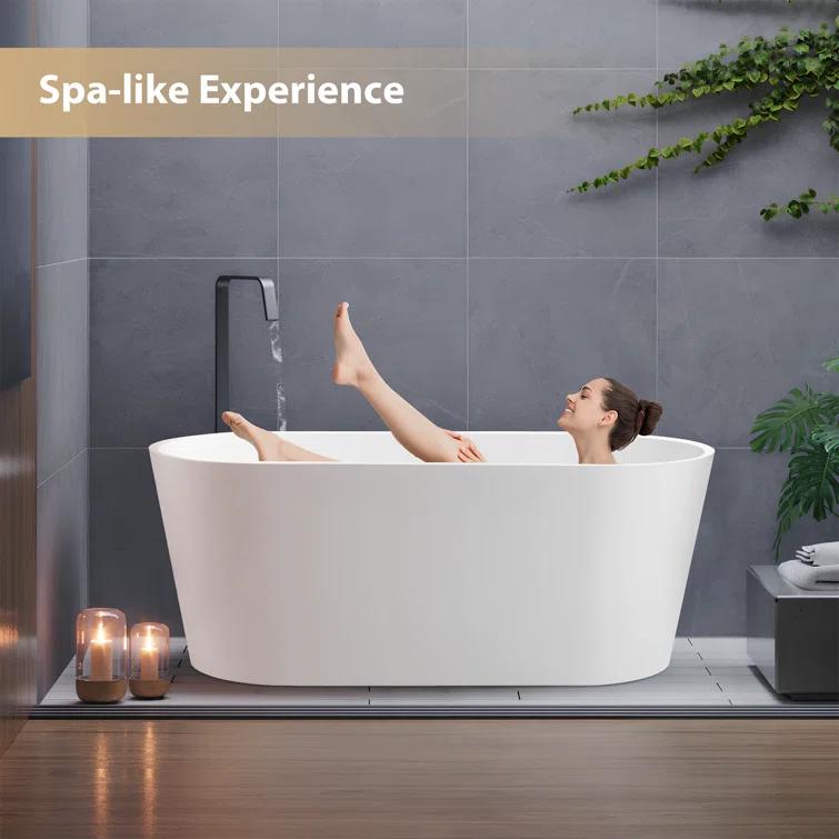 Iris 59" x 30" Freestanding Soaking Acrylic Bathtub