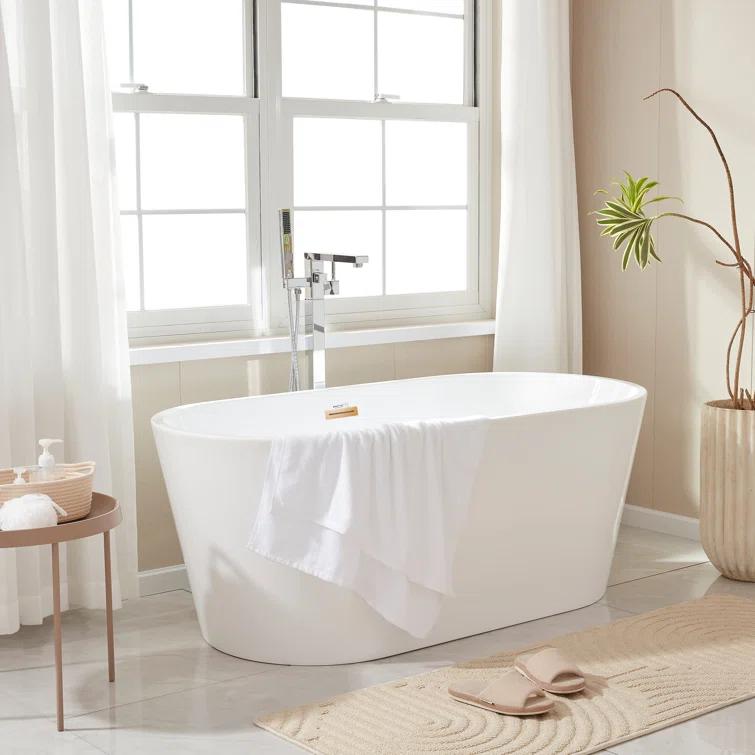 Iris 59" x 30" Freestanding Soaking Acrylic Bathtub