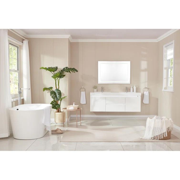 Iris 59" x 30" Freestanding Soaking Acrylic Bathtub
